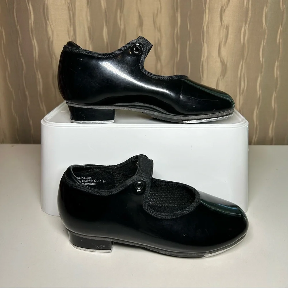 🌺 Revolution Dance Toddler Girl's 12.5 Black Patent Buckle Tap